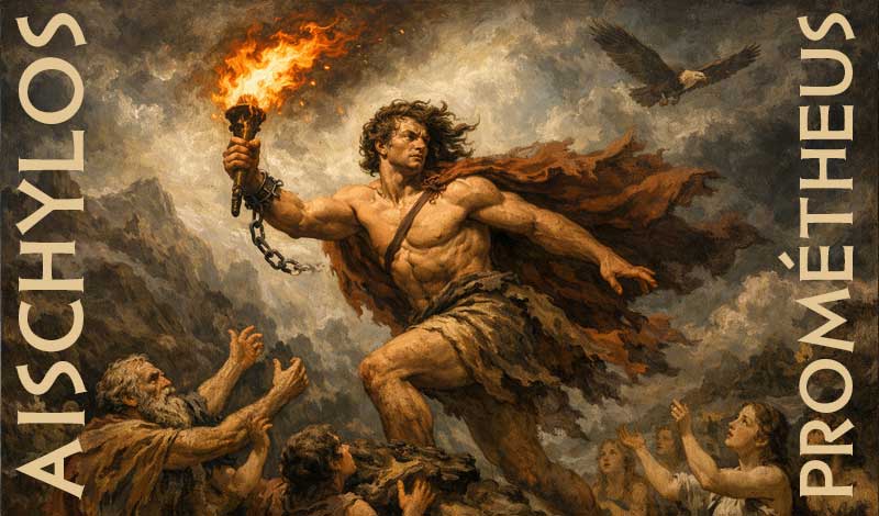 Aischylos. Prométheus přináší lidem oheň